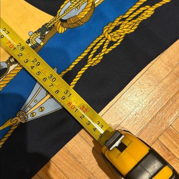 Designer Silk Scarf in Blue and Yellow​ - Picture 8 of 9